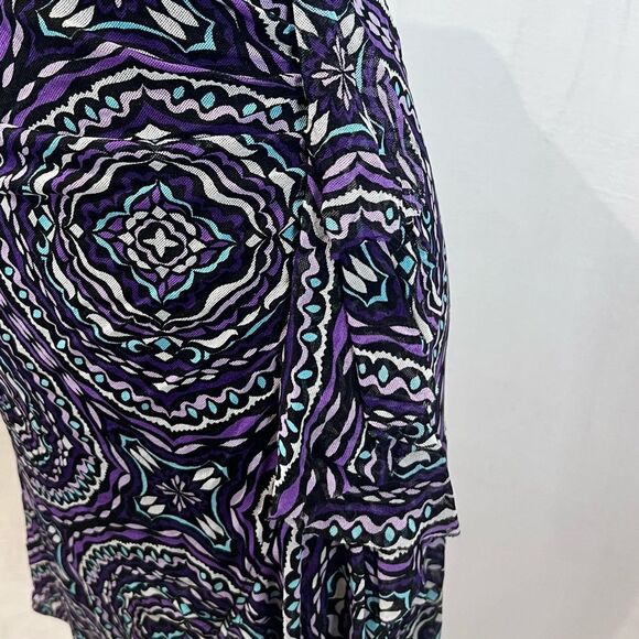 New York & Company Stretch purple and aqua abstract print dress size medium - Picture 3 of 6